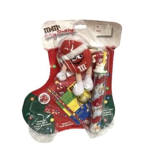 Vtg Holiday M&M Stocking 2001‎ Ruler Pencil Eraser Notebook Plush Candy Cane